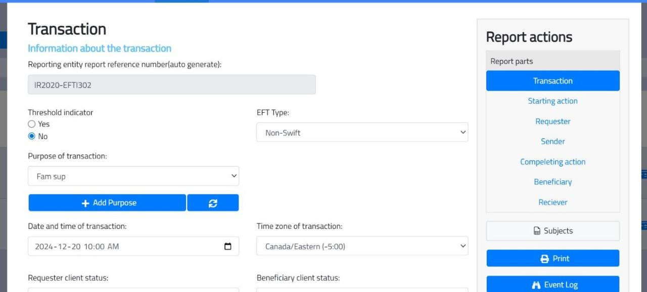 صفحه جزئیات گزارش تراکنش (EFT)